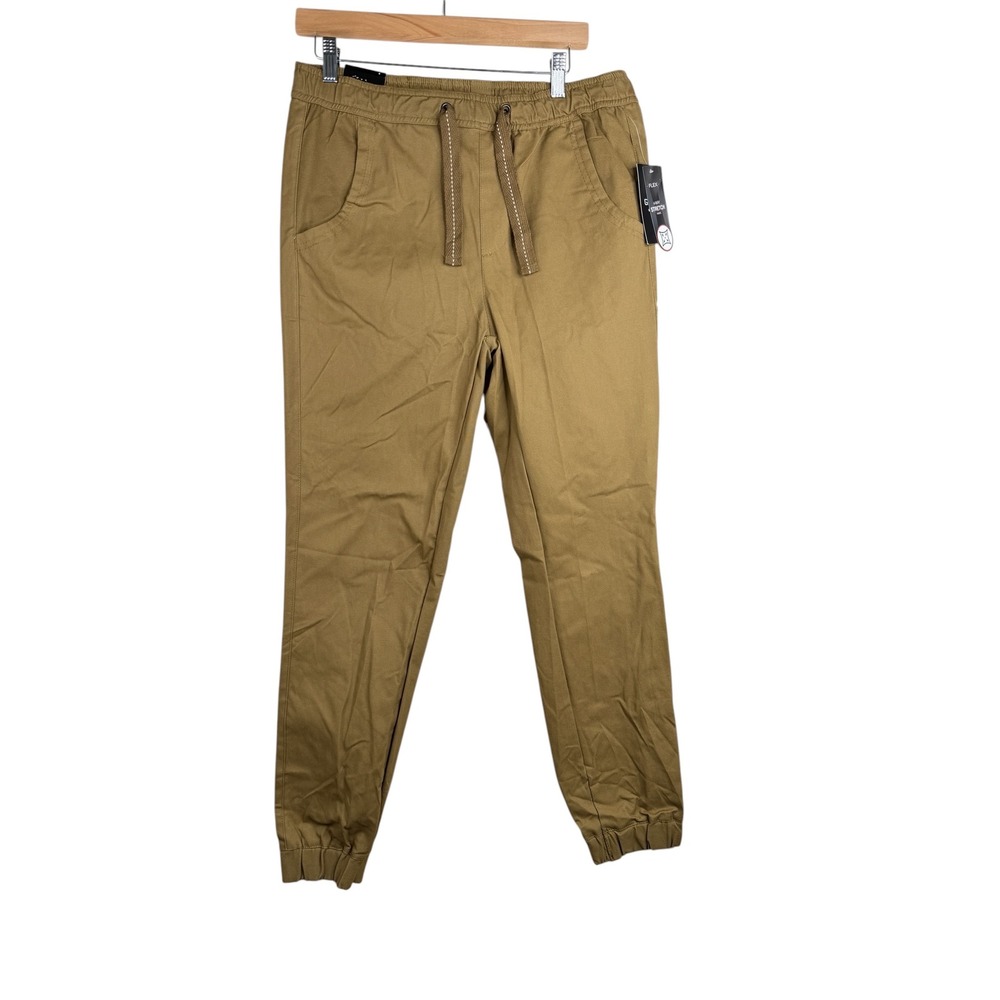 New Galaxy by Harvic Men's Twill Jogger Pants size Small Khaki